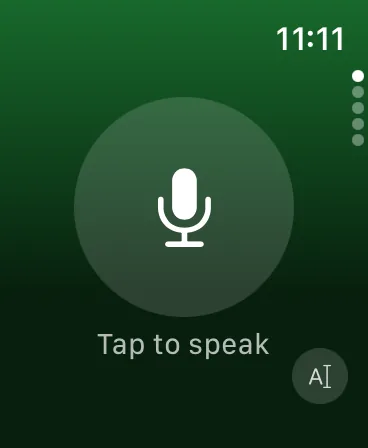 SnapNutrition AI on Apple Watch - tap to speak and log a meal by voice from your wrist